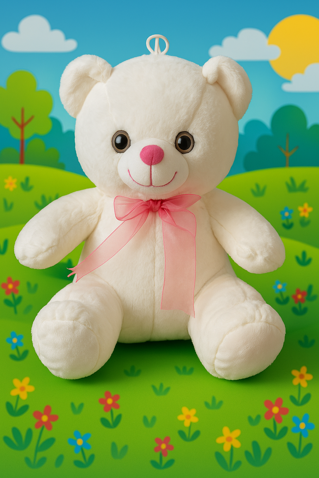 Ursuleț de Pluș Alb 30 cm „Snowy” – Cadoul Perfect, Personalizabil cu Mesaj Audio și Hăinuțe Drăgălașe